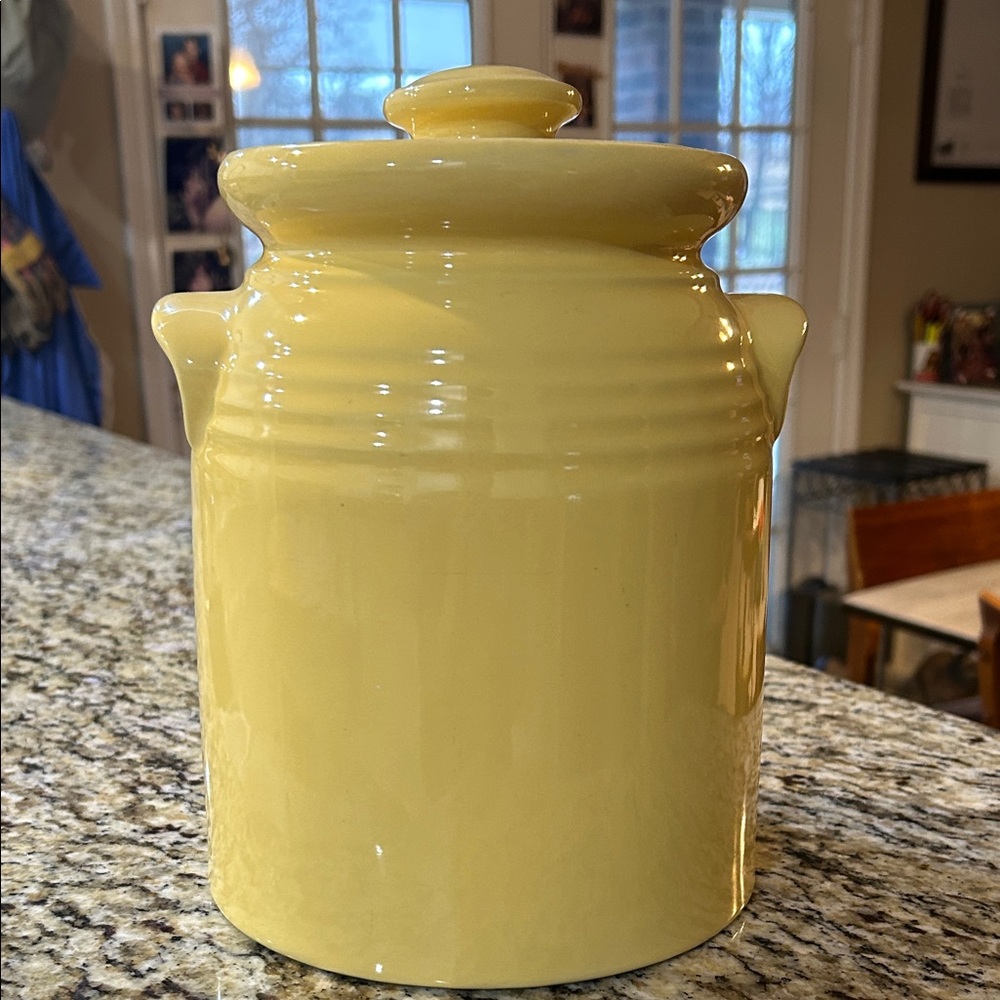 Gibson Houseware Large Yellow Ceramic Jar with Lid - Microwave & Dishwasher Safe - Picture 2 of 14